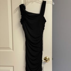 Love Tease Black Ruching Short Dress, Small